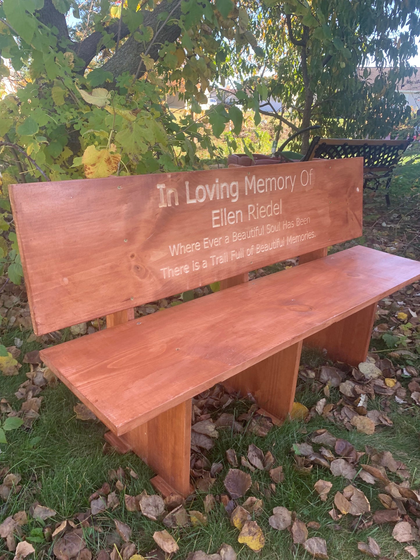 Personalized Wooden Memorial Bench, Decorative Wood Outdoor Park Garden Bench Custom