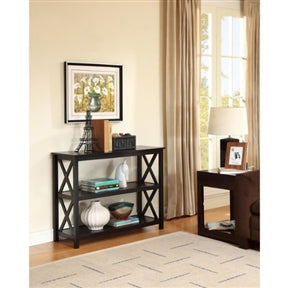 3-Tier Black Sofa Table Bookcase Living Room Shelves