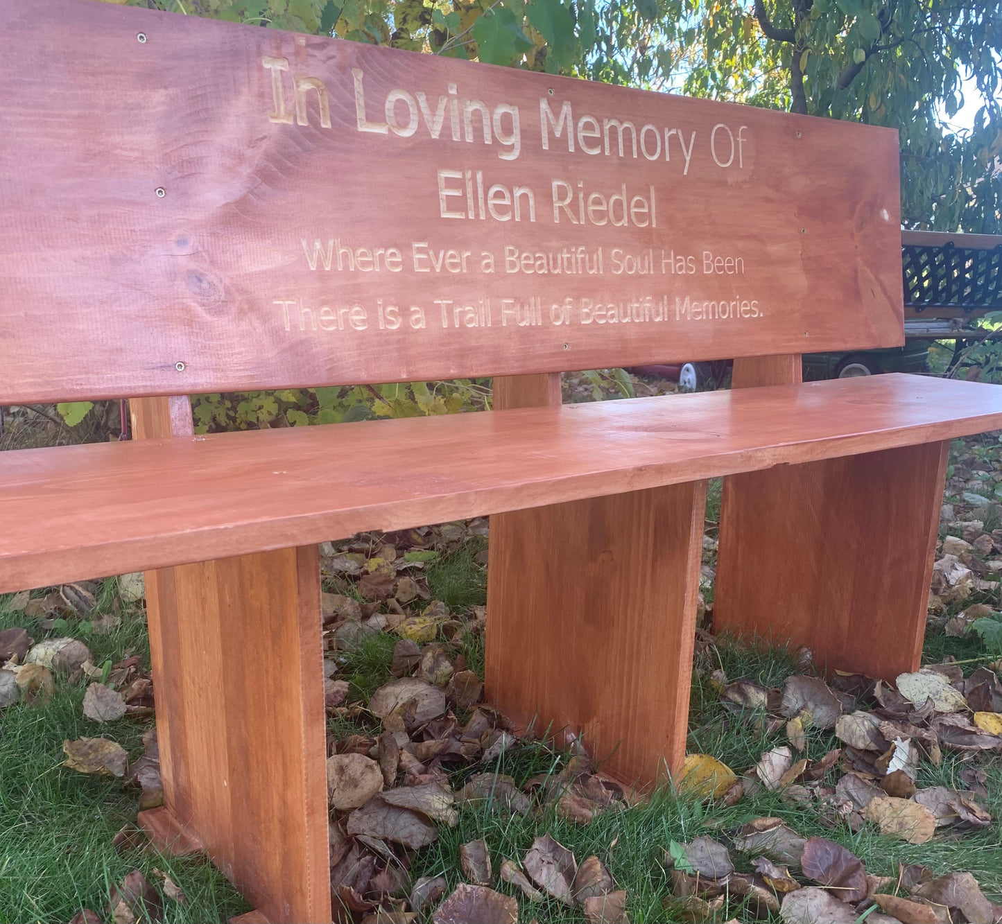 Personalized Wooden Memorial Bench, Decorative Wood Outdoor Park Garden Bench Custom