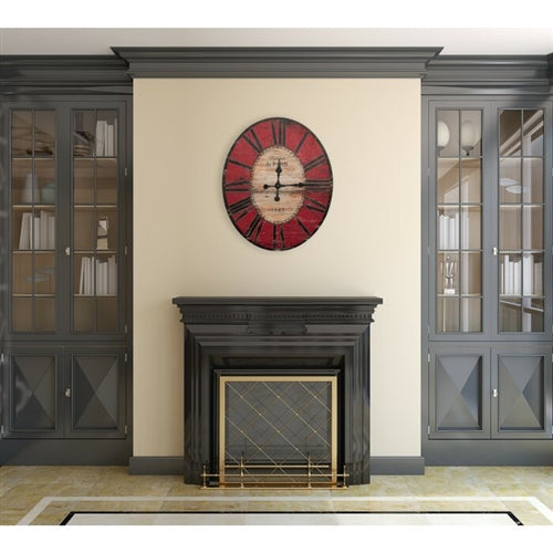 Red Oversized Distressed Paris Wood Wall Clock