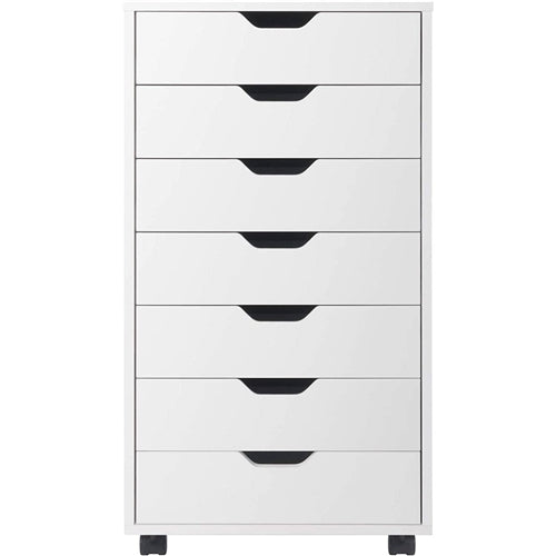 Modern Scandinavian Style 7-Drawer Storage Cabinet Chest in White Finish