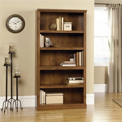 5-Shelf Bookcase in Medium Brown Oak Finish