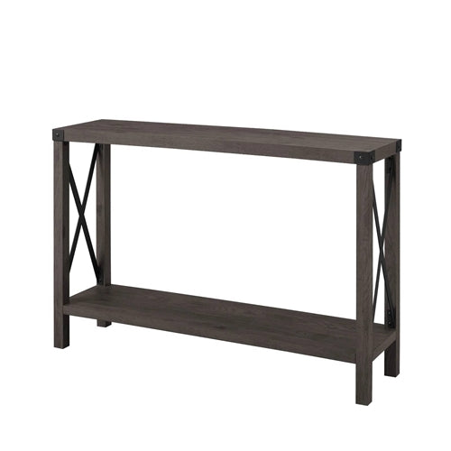 Industrial Farmhouse Entryway Table / Sofa Table in Brown Grey Wood Finish