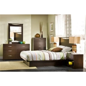 Modern 6-Drawer Bedroom Dresser in Chocolate Wood Finish