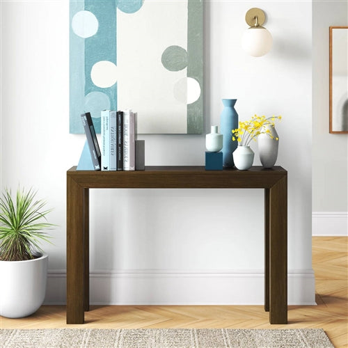 Solid Wood Modern Accent Console Table / Sofa Table in Dark Brown Walnut Finish