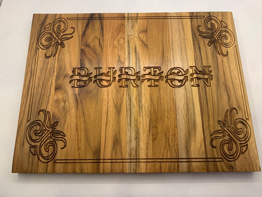 Cutting Board Customized Last Name Made with Teak