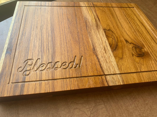 Butchers Block Teak Cutting Board Blessed! Cutting Board