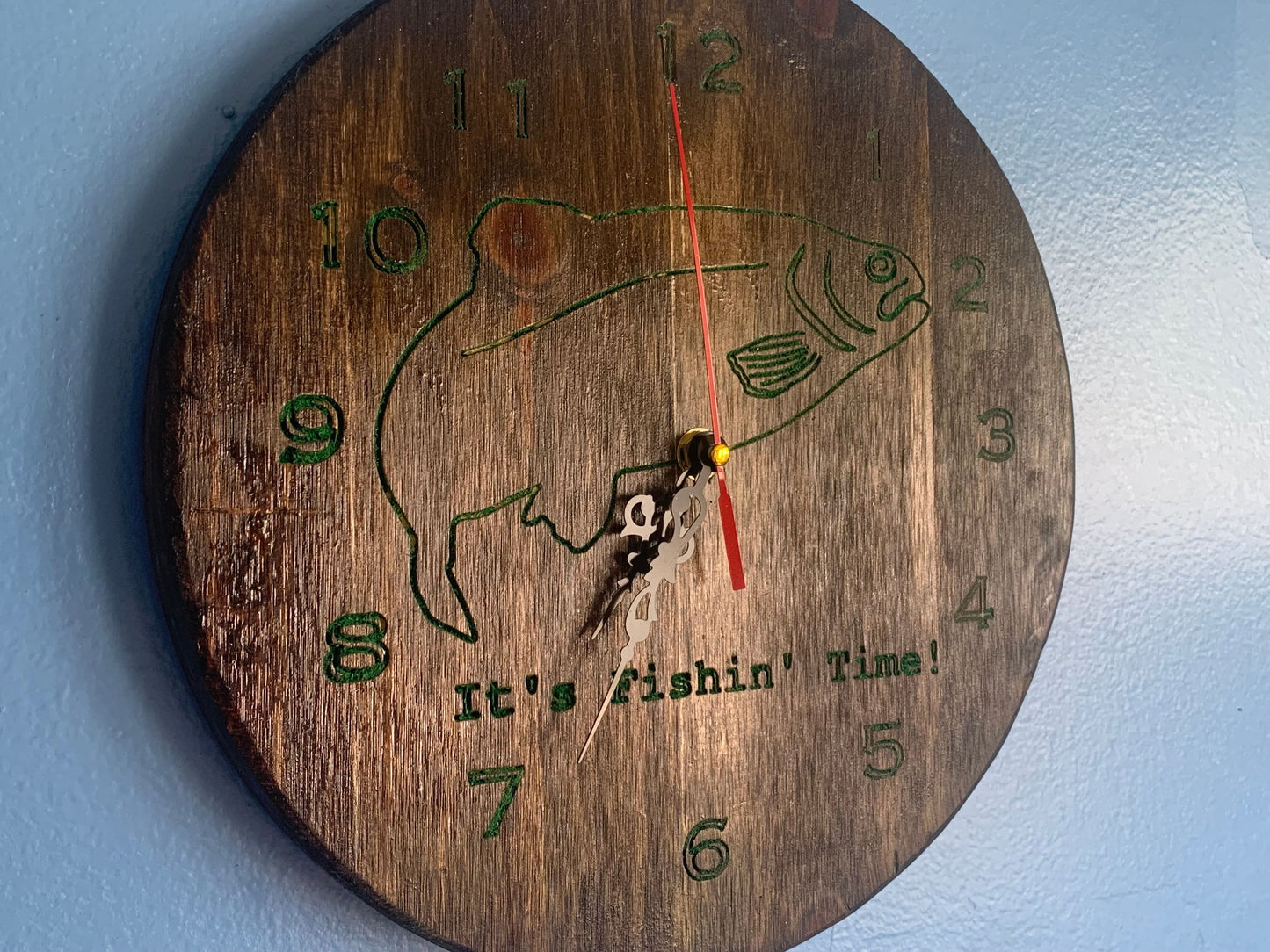 Clock 11in It’s Fishin Time Hangable Wall Clock