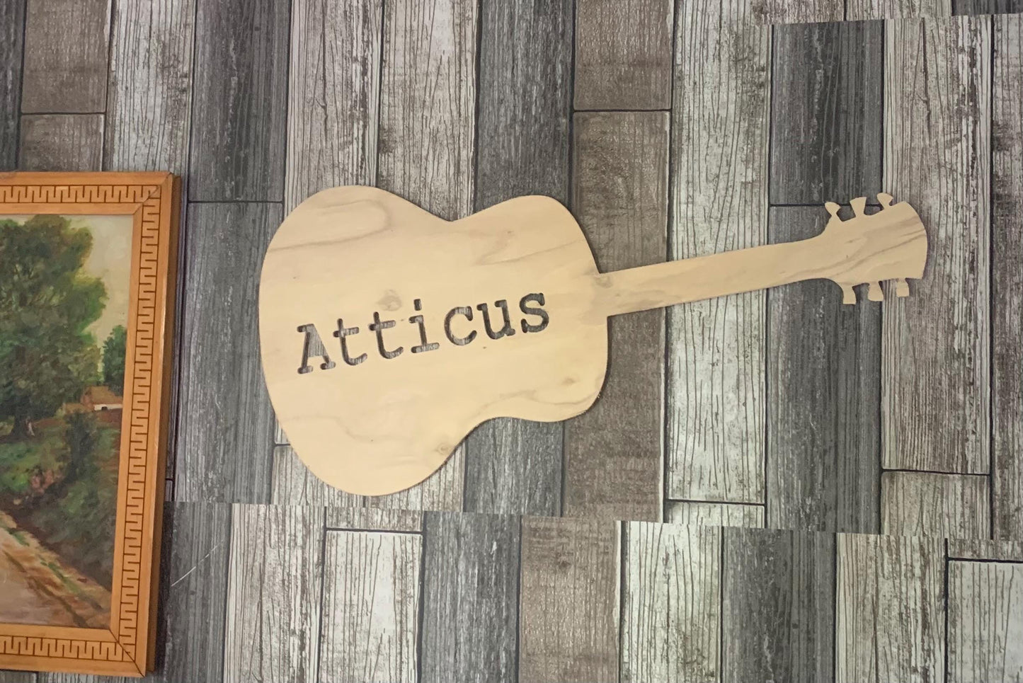 Personalized Wooden Guitar Sign, Custom Name Guitar Wall Decor Sign, Music Lover Gift, Man Cave Decor, Musician Gifts, Kids Room Decor