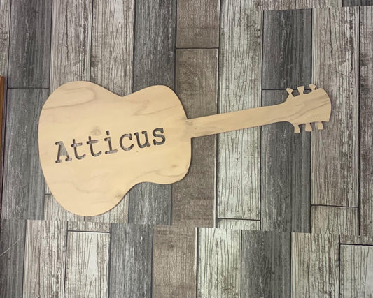 Personalized Wooden Guitar Sign, Custom Name Guitar Wall Decor Sign, Music Lover Gift, Man Cave Decor, Musician Gifts, Kids Room Decor