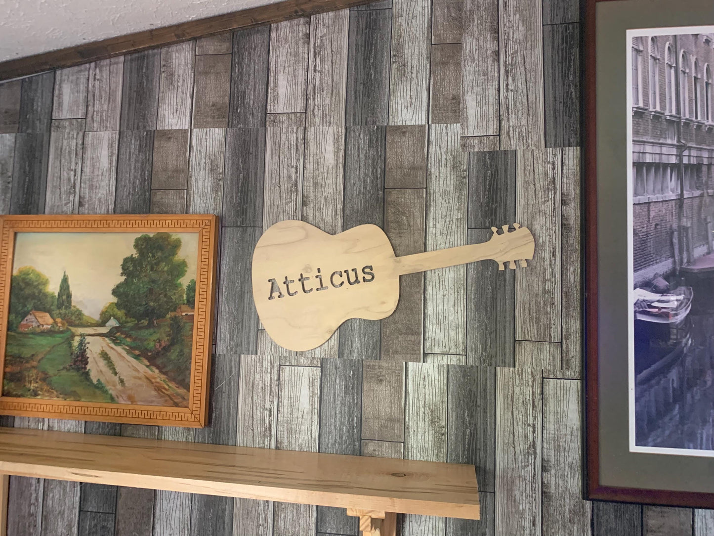 Personalized Wooden Guitar Sign, Custom Name Guitar Wall Decor Sign, Music Lover Gift, Man Cave Decor, Musician Gifts, Kids Room Decor